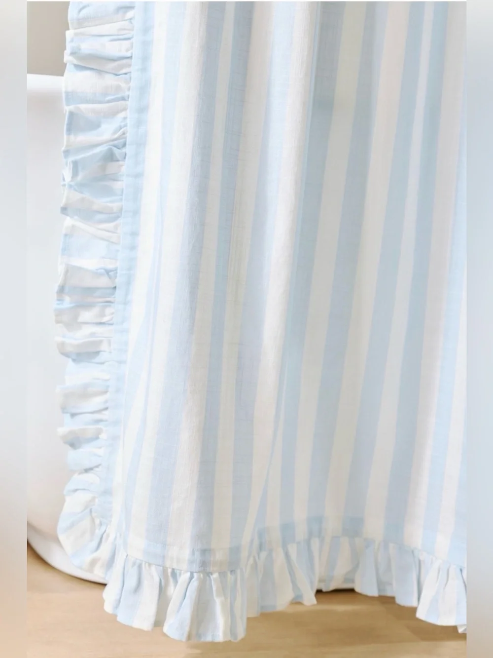 Organic Cotton Ruffled Stripe Shower Curtain
